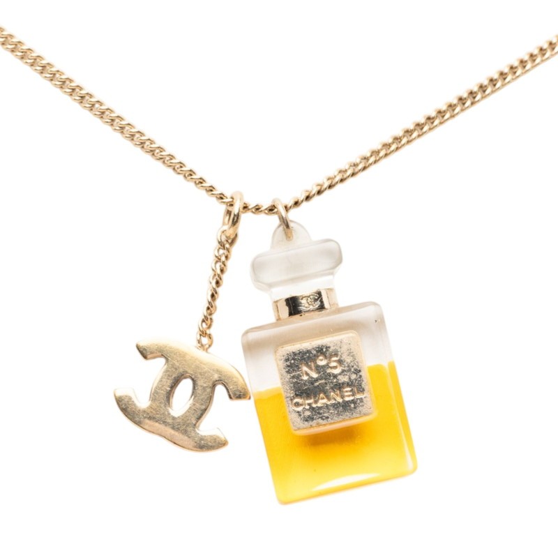 CHANEL COCO Mark No. 5 Perfume Bottle Chain Pendant Necklace 04A 【Used】