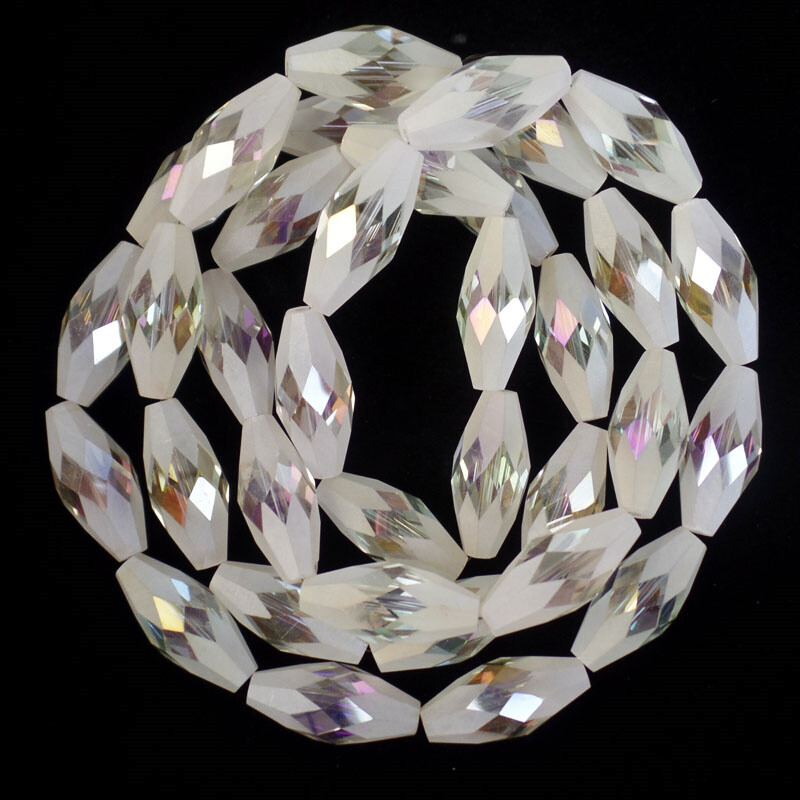 35pcs 22x10mm Faceted White Rainbow Crystal Drum Loose Beads SK64997