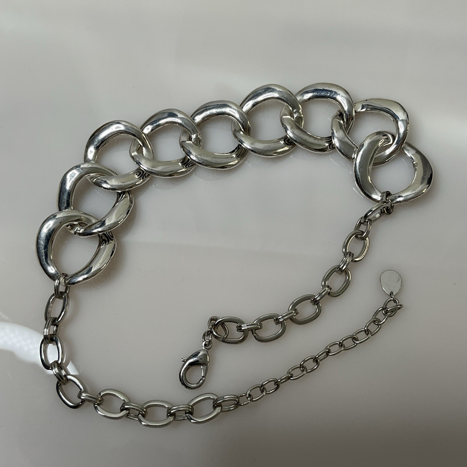Scroll By Dillard’s Silver Tone Necklace Nickel Free Adjustable Statement Chunky