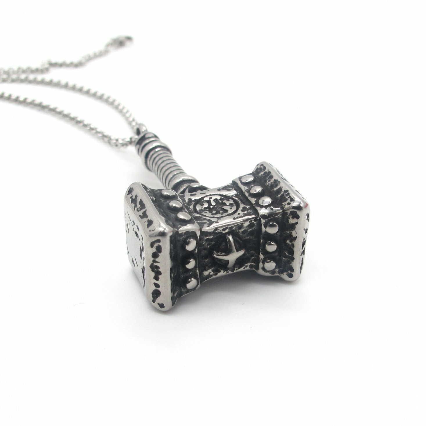 MENDEL Mens Viking Thor’s Hammer Necklace Pendant Mjolnir Odin Stainless Steel
