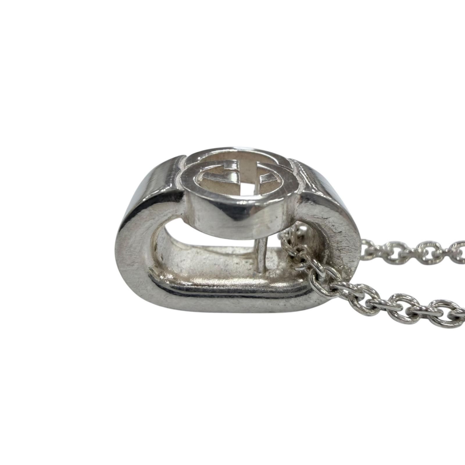 GUCCI Interlocking G Pendant Necklace AG925 Silver 11.0g with Box and Pouch