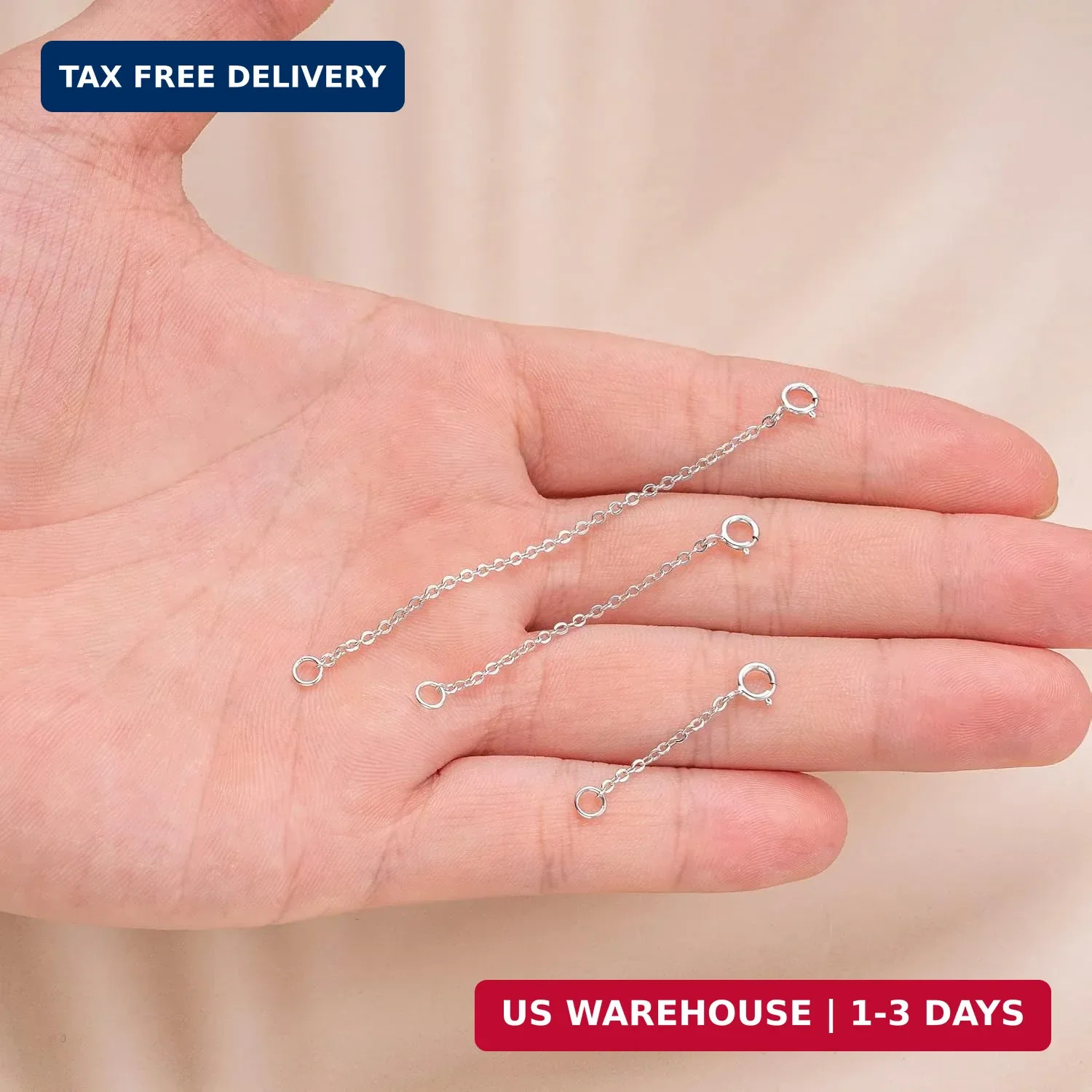 Sterling Silver Necklace Extenders Set – 3 Sizes for Perfect Fit