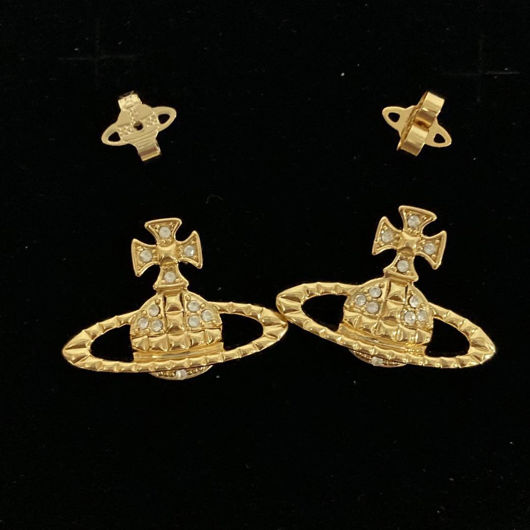 Vivienne Westwood Earrings Pierce Orb Gold 2.5 cm w/drawstring [EJ144