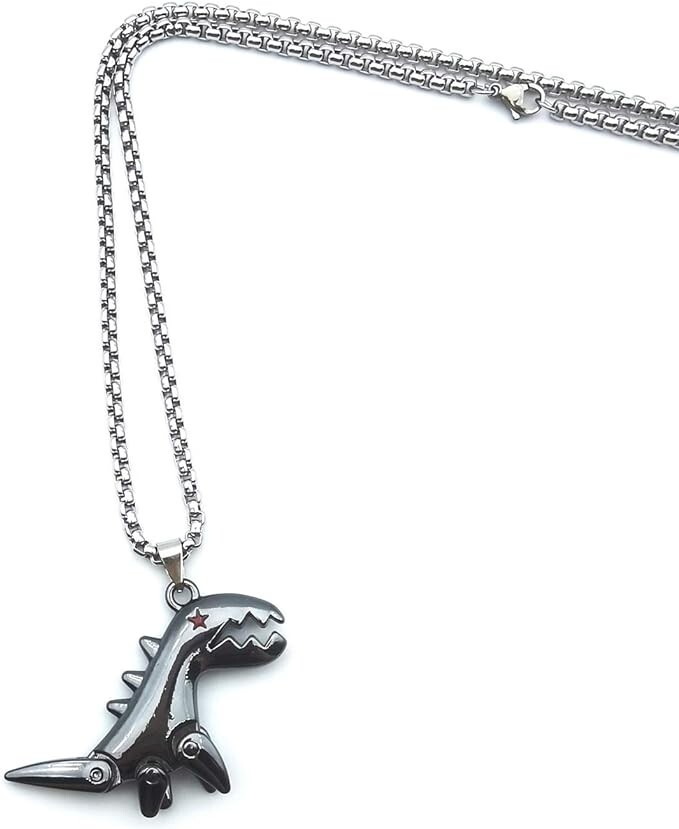 Movable Dinosaur Pendant Titanium Steel Necklace All-Match Stylish with Chain