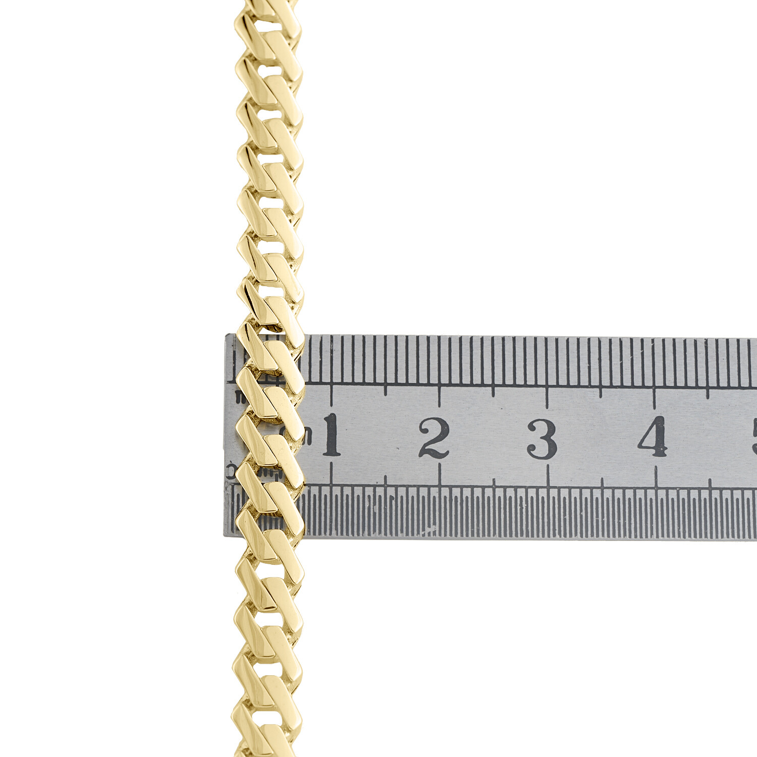 10K Yellow Gold Cubic Zirconia 6.5mm Monaco / Cuban Link Chain CZ Necklace 22″