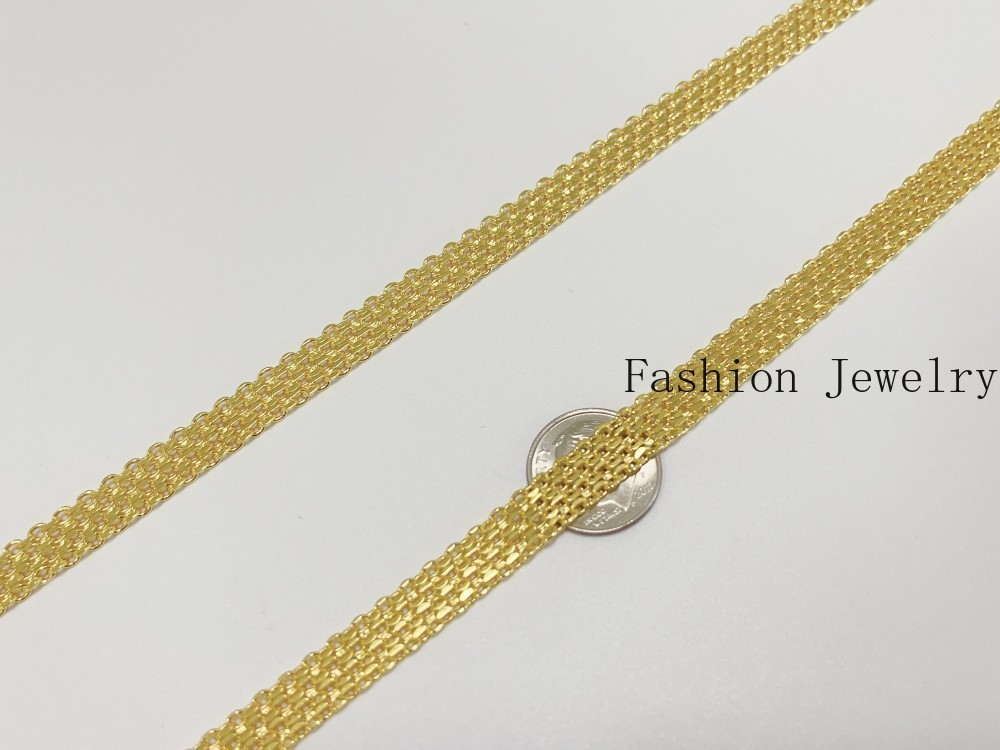 Solid 18K Yellow Gold Vintage Multi Layer Wide Necklace Chain 8mm 24in Men/women