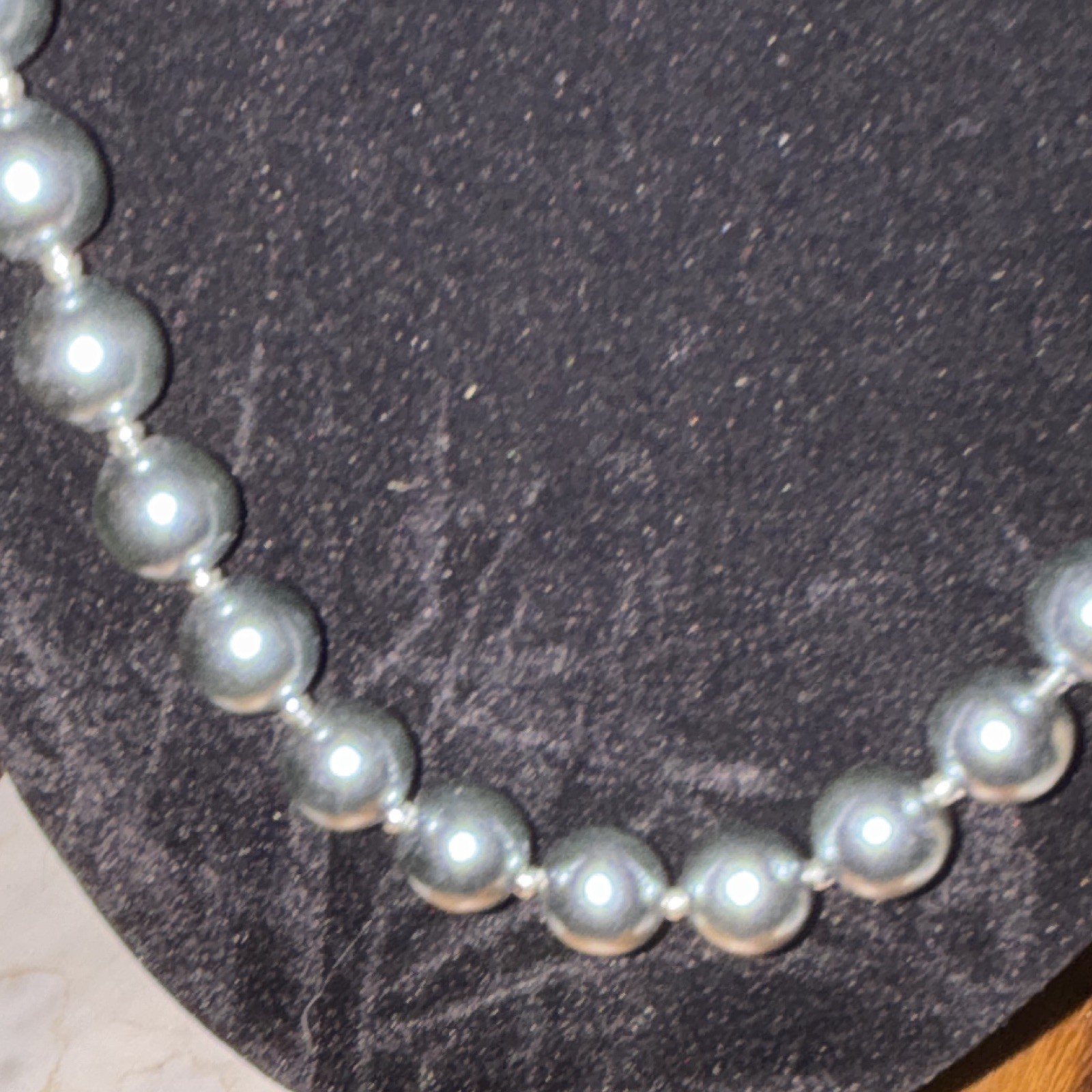 Gray Simulated Imitation Pearl Plastic Beaded Necklace and clip on earrings