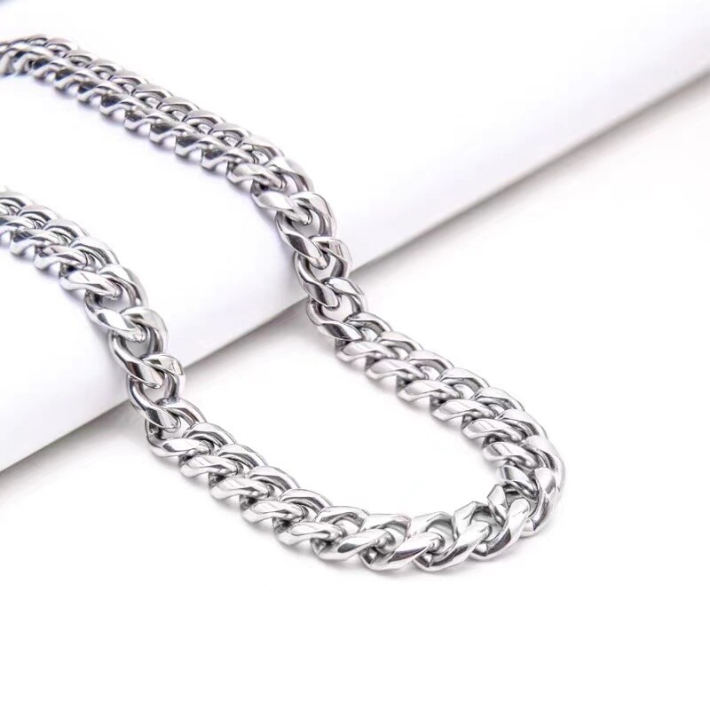 316L Stainless Steel Miami Cuban Link Chain 5mm Silver For Men Women 20″-30″