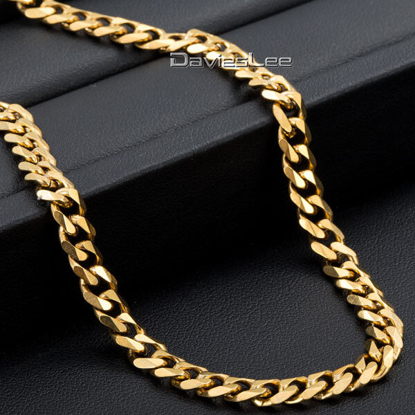 4MM Yellow Gold Filled CURB CUBAN Link Chain Necklace Men Women Hip Hop 18-30″