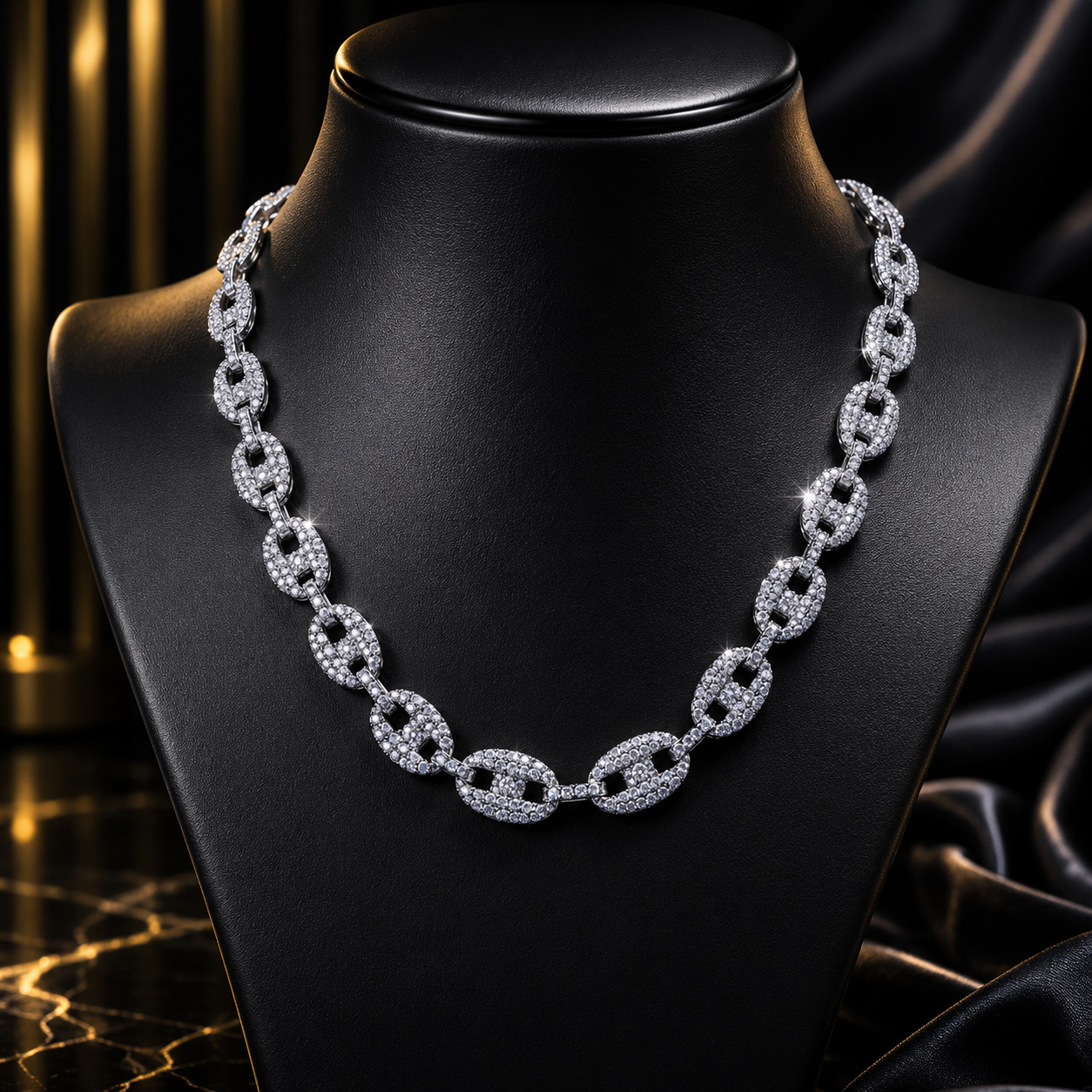 Mens Silver Plated 13mm / 20″ Iced Gucci Link Chain Necklace Hip Hop CSN313S