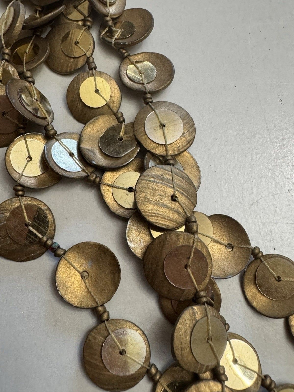 Layered Goldtone Disc Bead Statement Necklace – 18 Inches