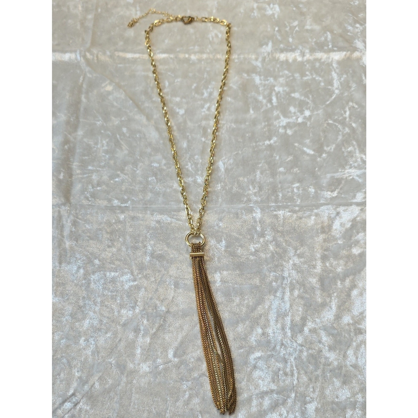 JLO Gold Tassel Pendant Contemporary Necklace