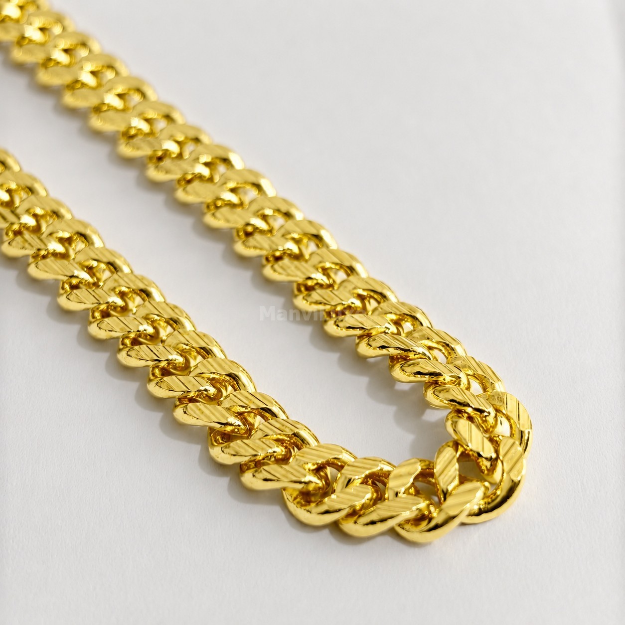 20″ Premium Gold Plated Diamond-Cut Cuban Link Chain | Premium Heavy Curb Neck