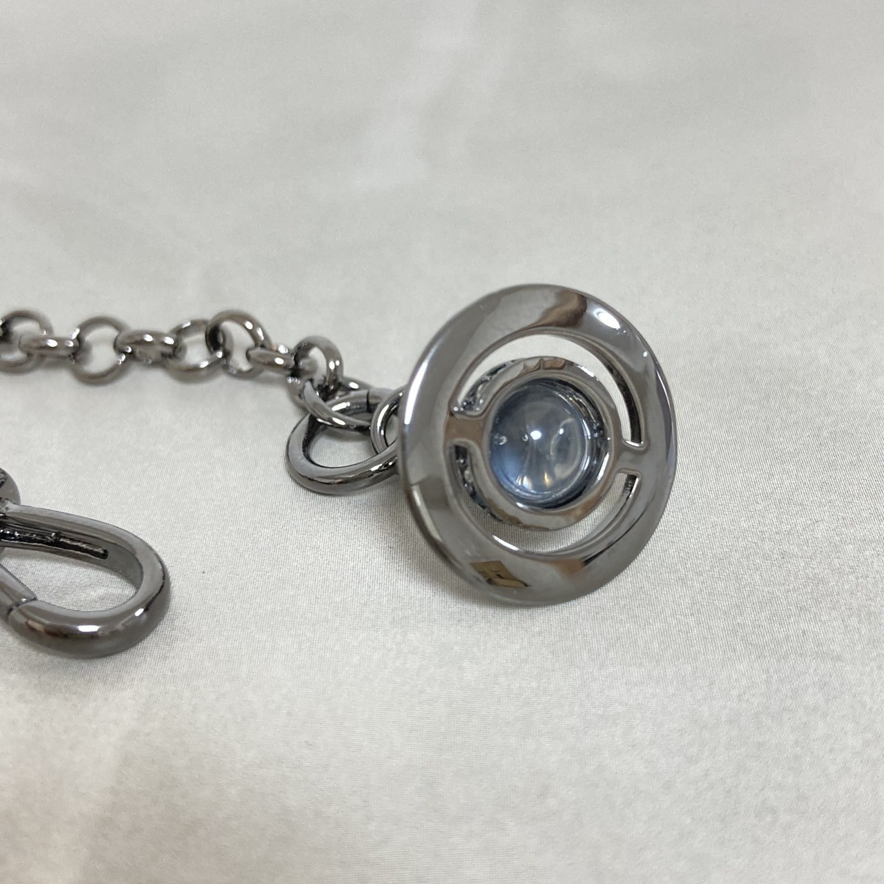Vivienne Westwood Bracelet Petite Orb 17cm Gunmetal Clear w/Pouch NO BOX