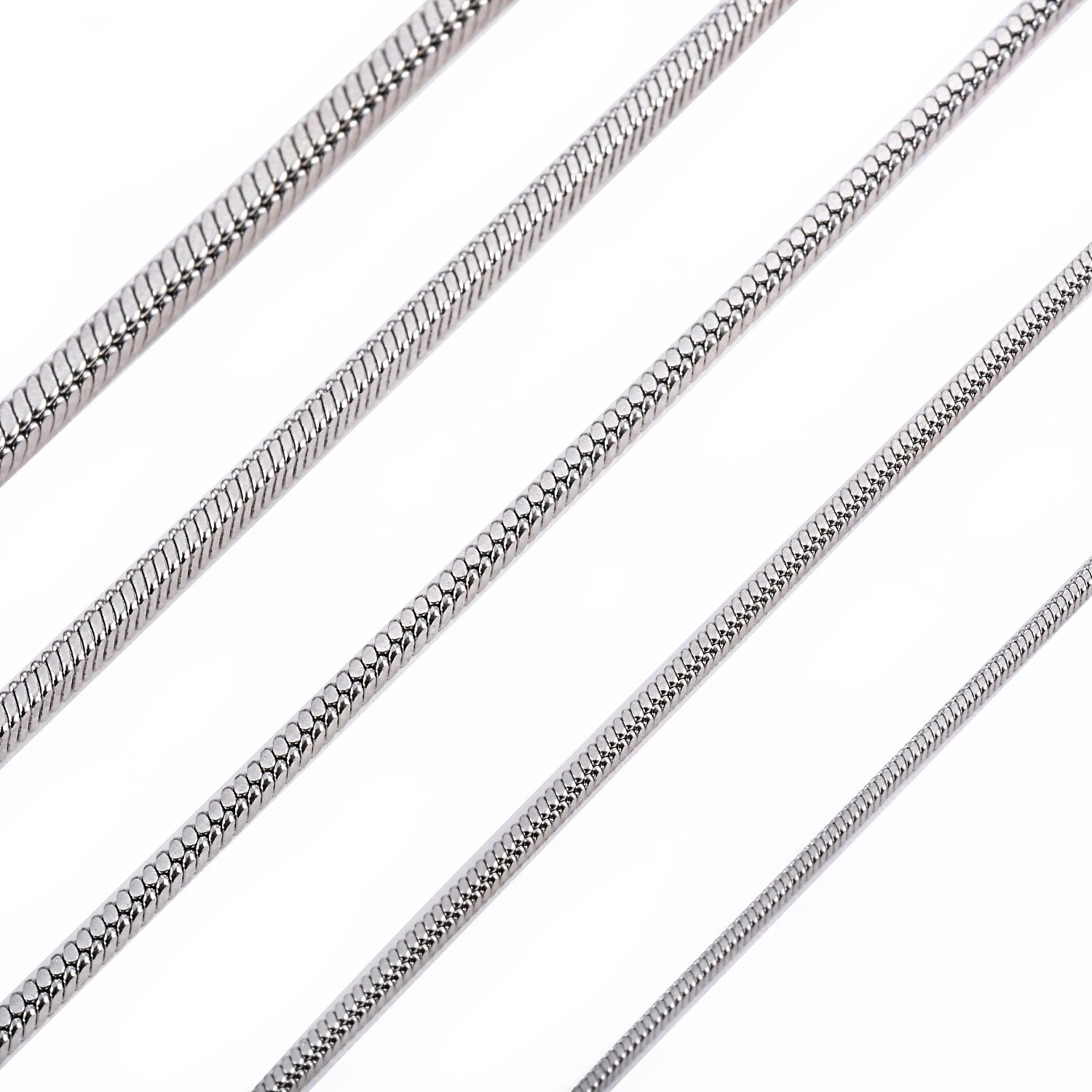 Square Snake Chain Necklace Stainless Steel Silver Color Men Smooth Jewelry