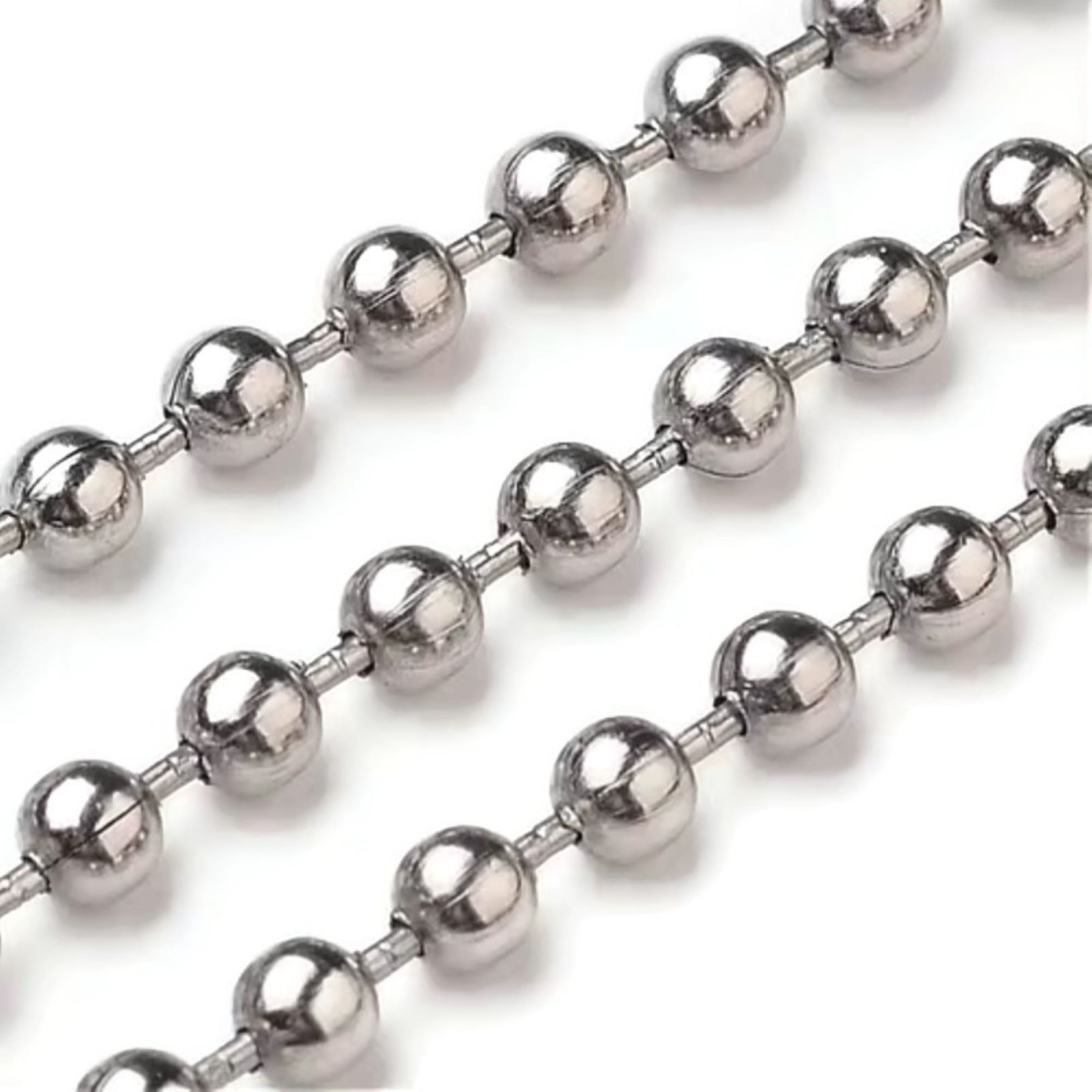 18″ in. – 30″ in. (2.4mm)PREMIUM STAINLESS STEEL SILVER BALL CHAIN NECKLACE