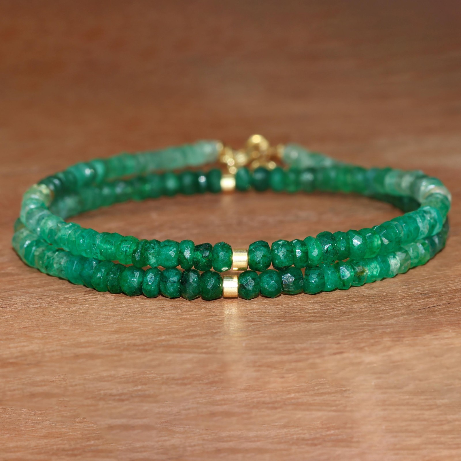 Green Emerald Gemstone Bead Necklace, Handmade Faceted Emerald Beads Necklace