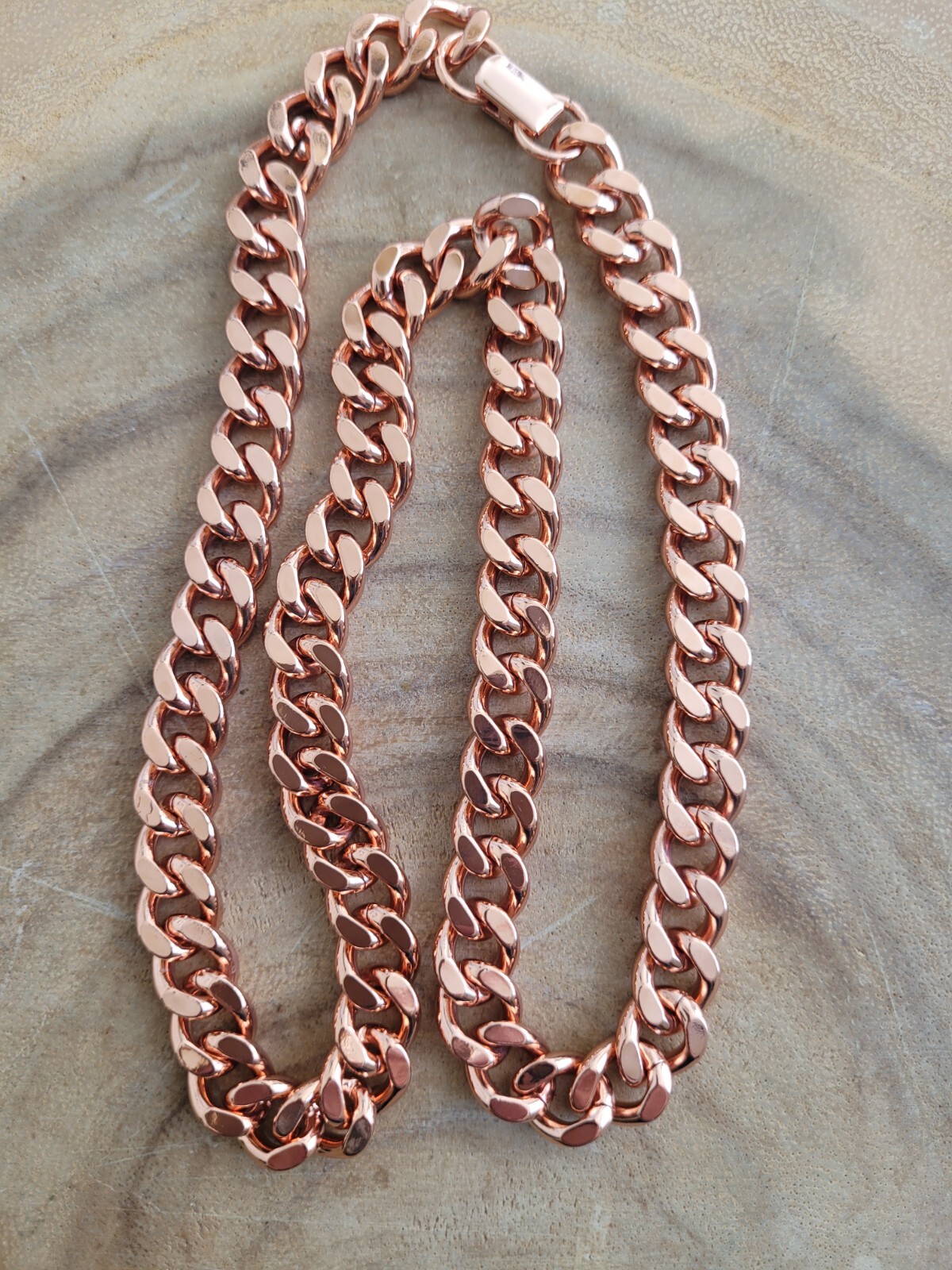 Pure Solid Copper Cuban Chain Necklace Curb Link Rider Arthritis Necklace