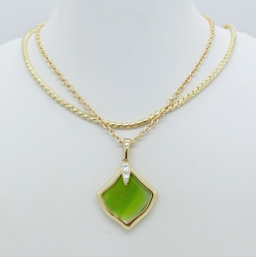 New Kendra Scott Joelle Gold Multi Strand Necklace in Chartreuse Green