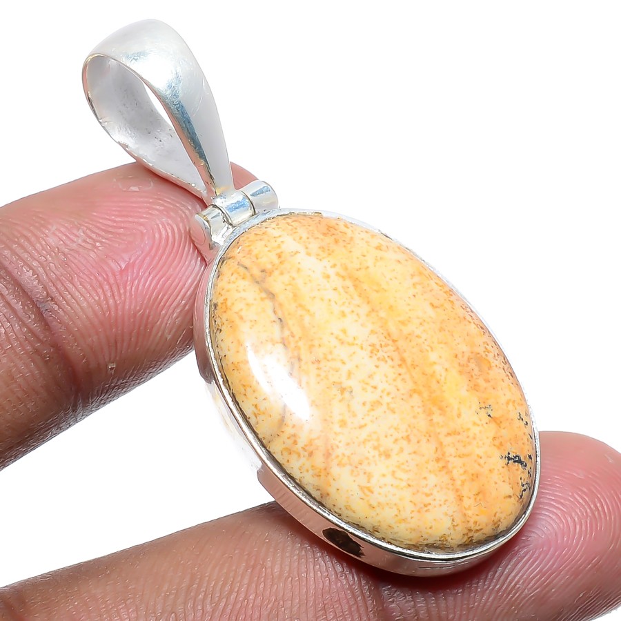 Picture Jasper 925 Silver Plated Jewelry Pendant 1.77″ T70