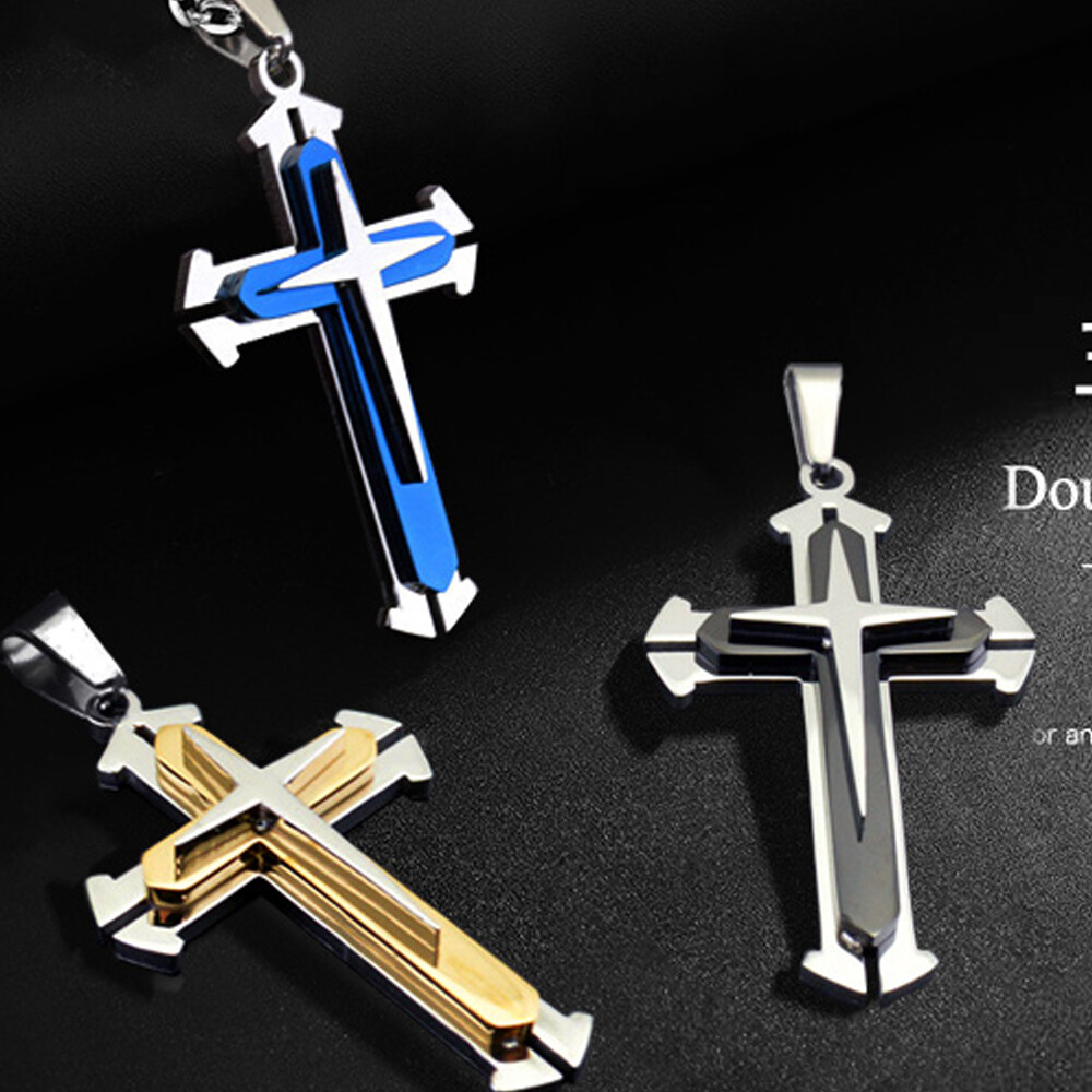 Boys Mens Stainless Steel Vintage Cross Necklace Men Women Pendant Best Gift