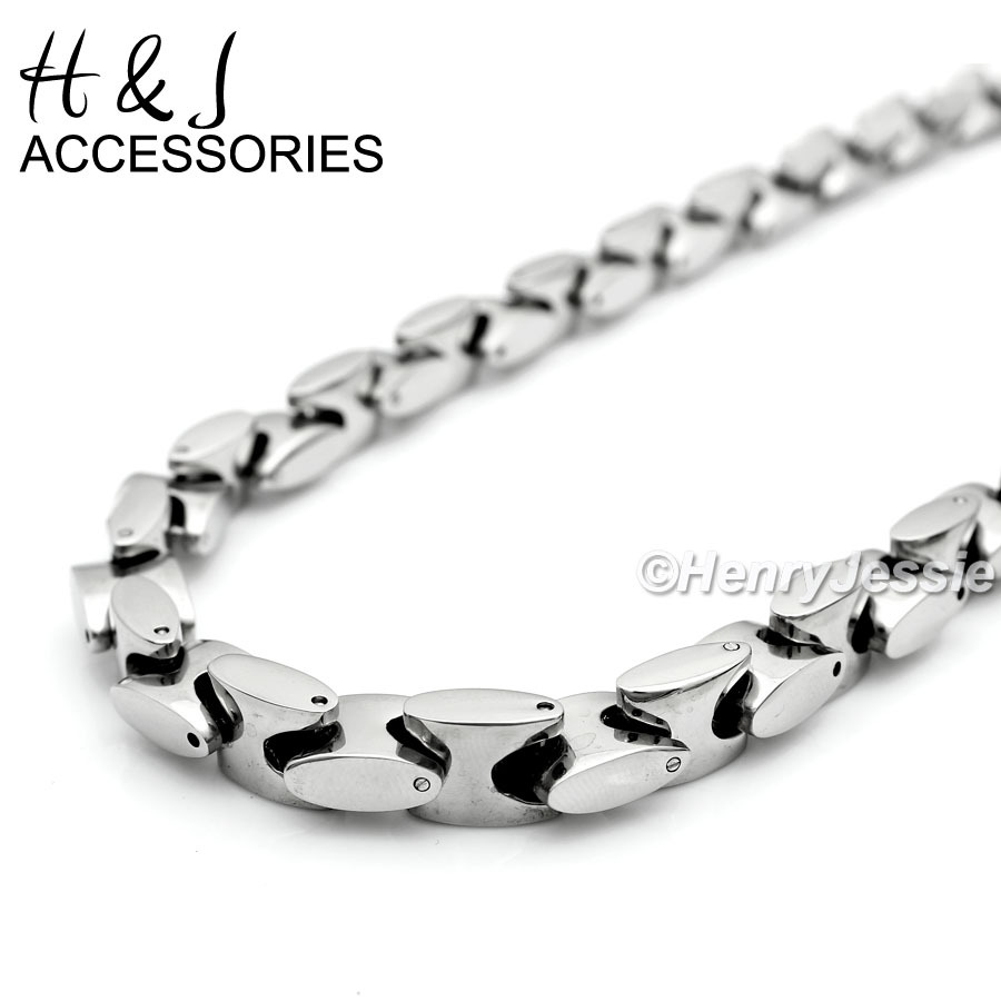 20″24″30″MEN Stainless Steel 8mm Silver Interlock Link Necklace Cross Pendant*A1