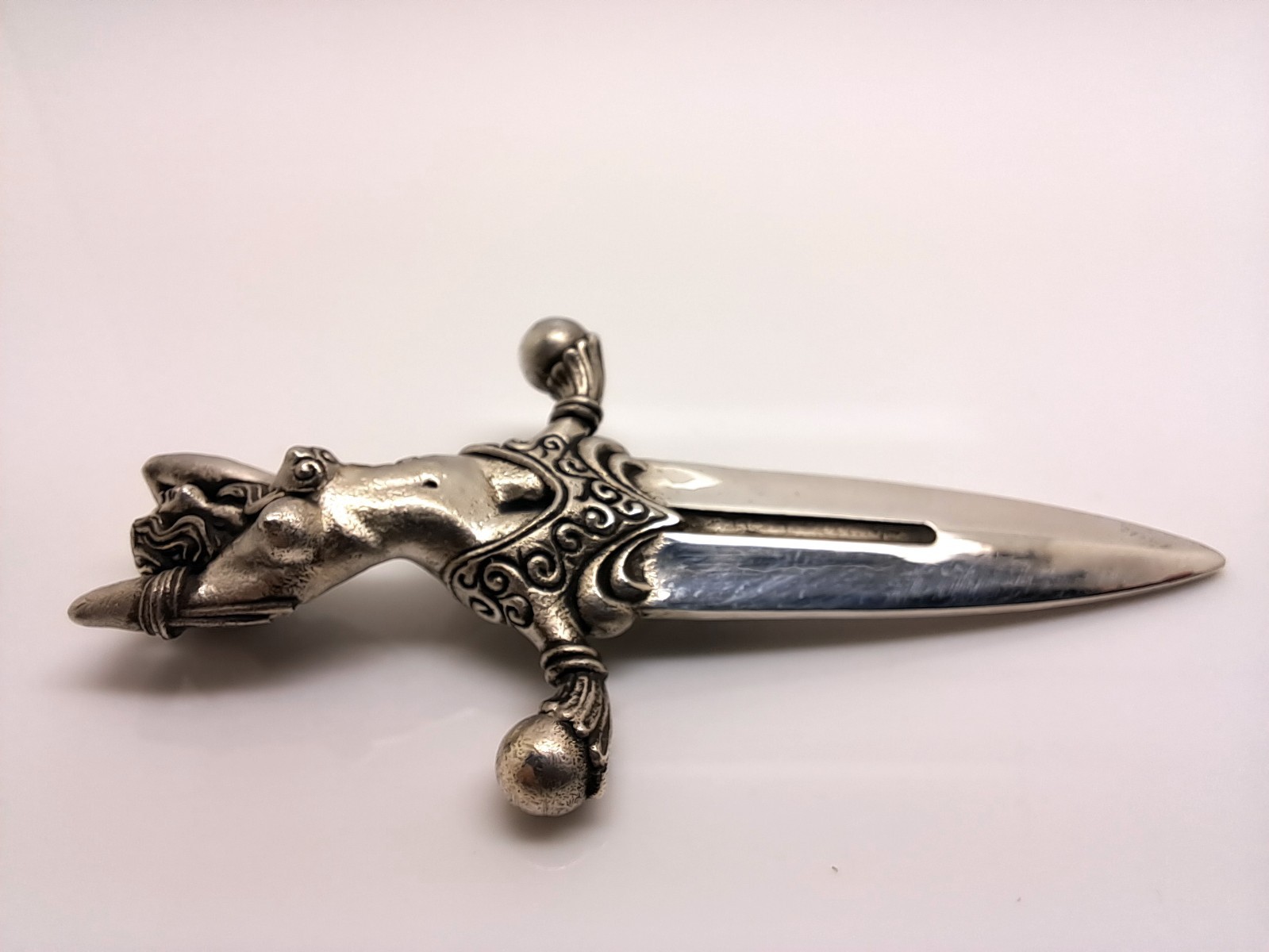 925 Sterling Silver Dagger Pendant – Gothic Fantasy Sword Female Figure Pendant