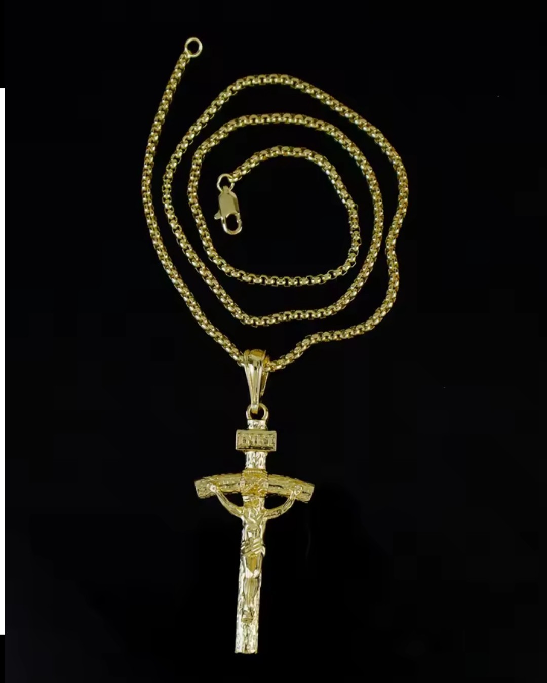 Gold-plated chain Jesús Pendant Cross necklace