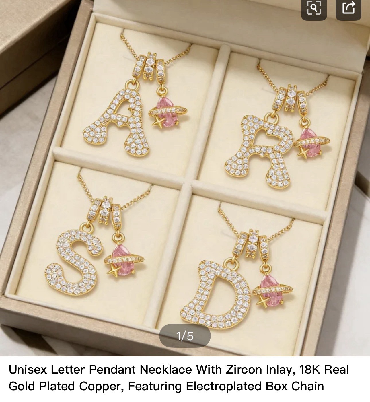 Gold Tone Alphabet Letter Pendant Necklace – Multiple Letters Available