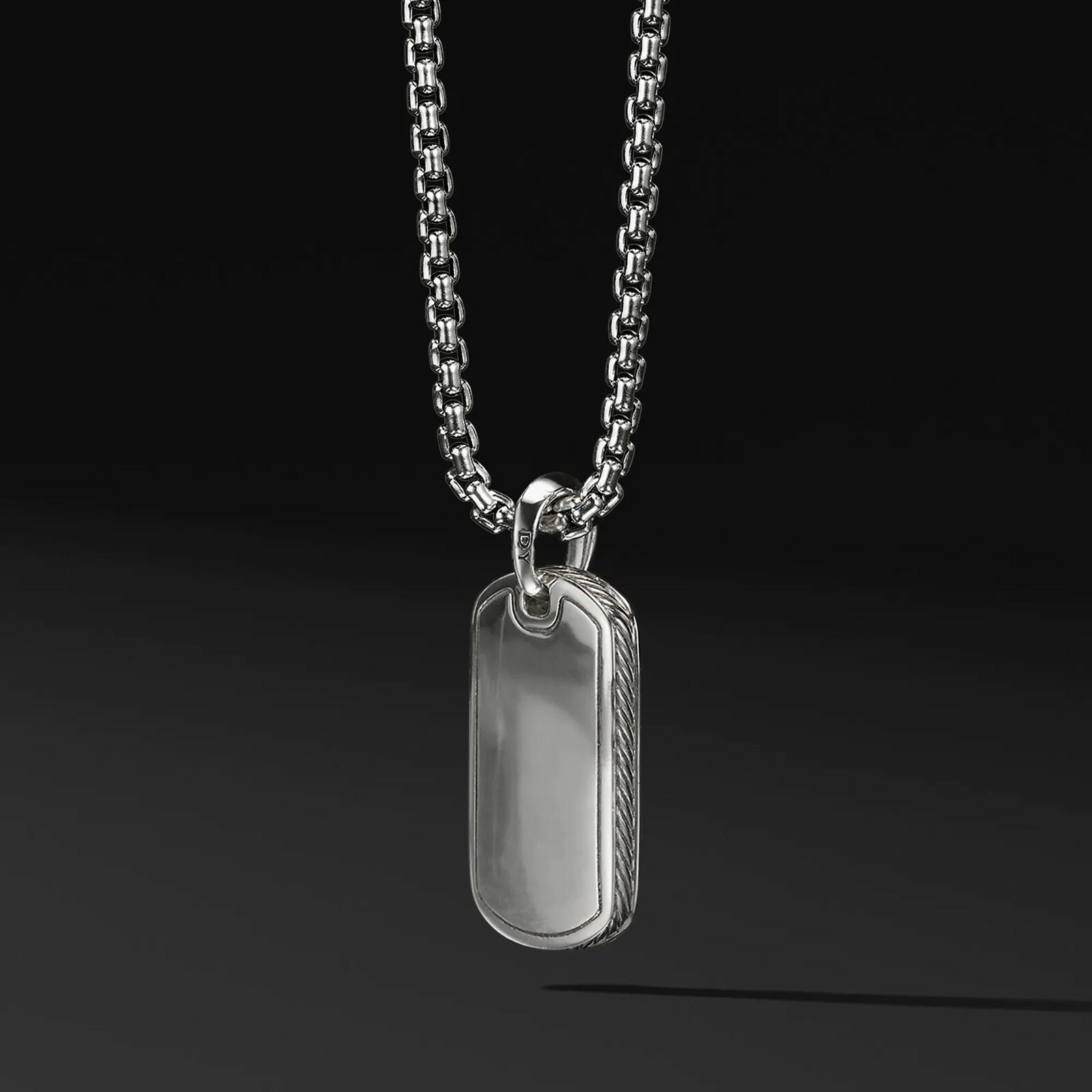 Black Rhinestone Dog Tag Pendant Necklace with Box 18K Gold Filled FREE SHIPPING