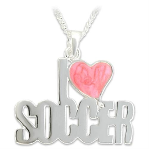 JCE016 Silver Brass Pendant with Epoxy in Rose-Default Title