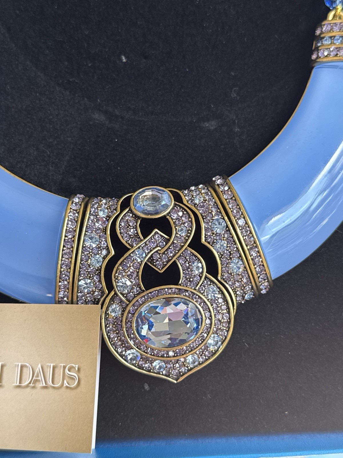 Heidi Daus Blue Crystal Resin Statement Necklace