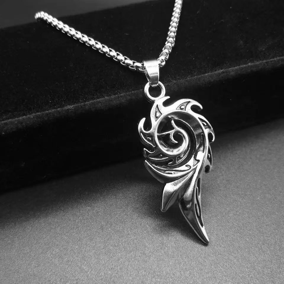 Men’s Stainless Steel Flame Pendant Necklace Chain 70cm