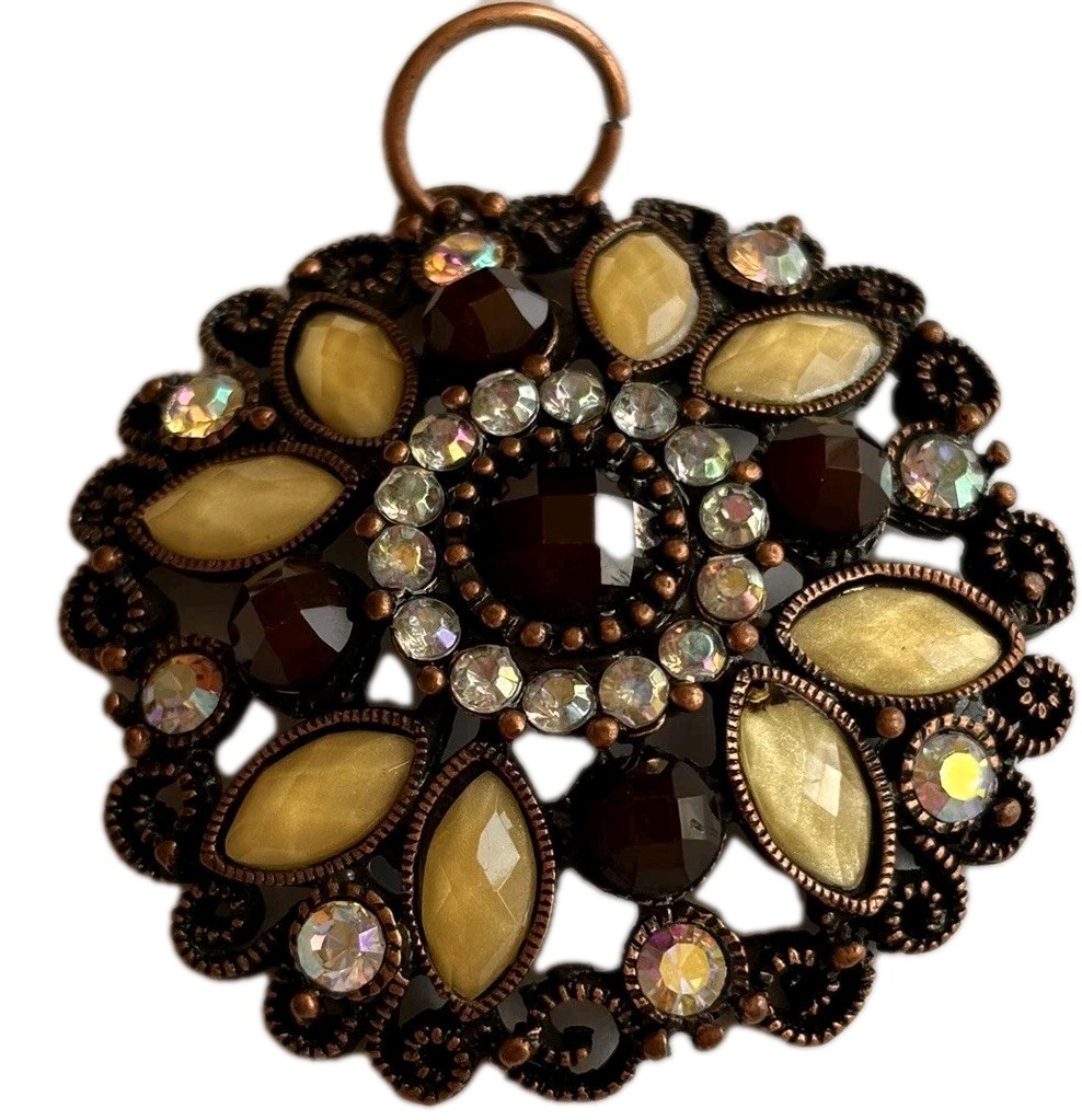 2 Inch Round Pendant—- New Without Tags- No Missing Stones