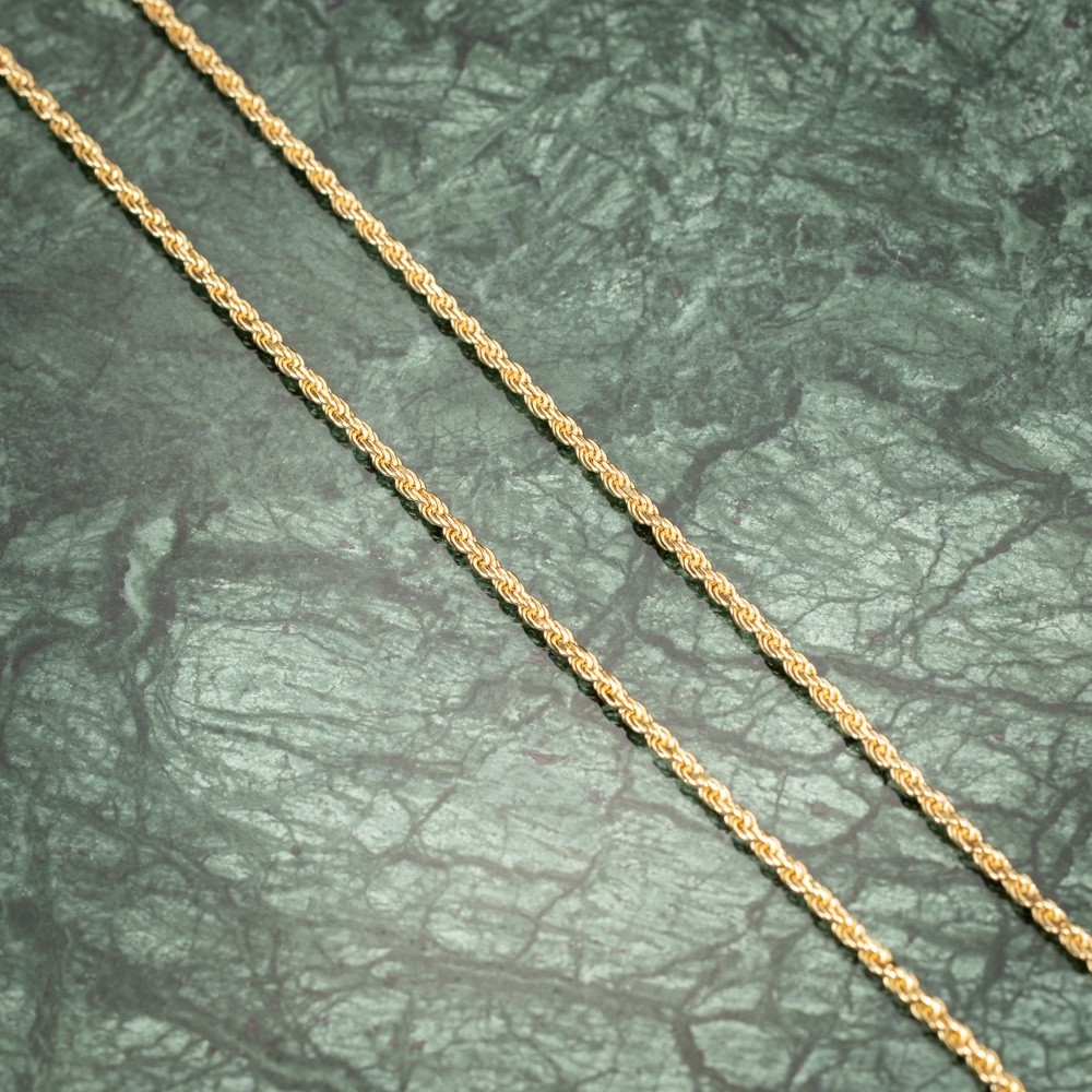 Solid Yellow Gold Plated Heavy 925 Sterling Silver 3MM Twist Rope Chain Necklace