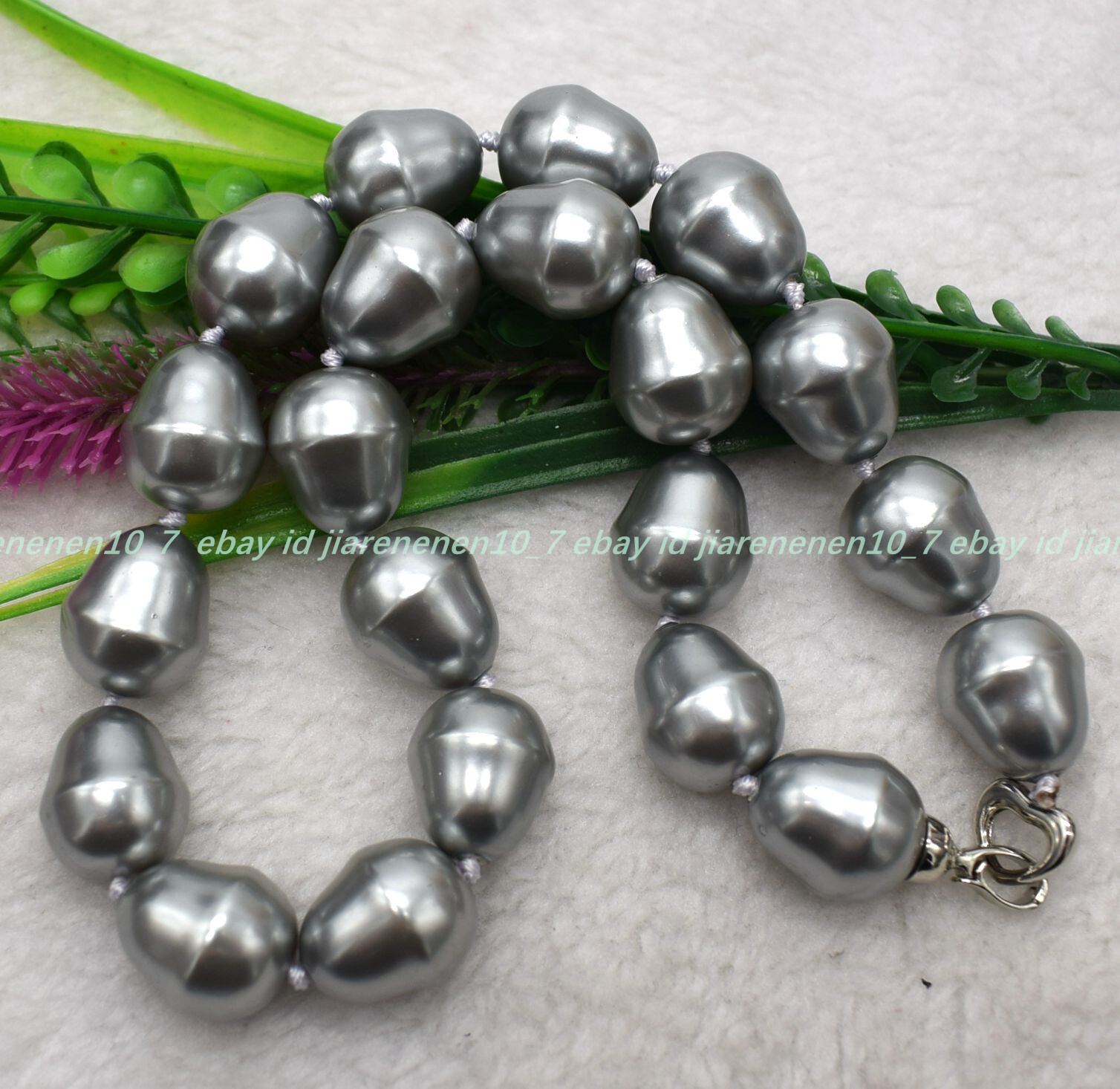Huge Pretty Natural 20mm Gray Baroque Shell Pearl Gemstone Necklace 16-30in