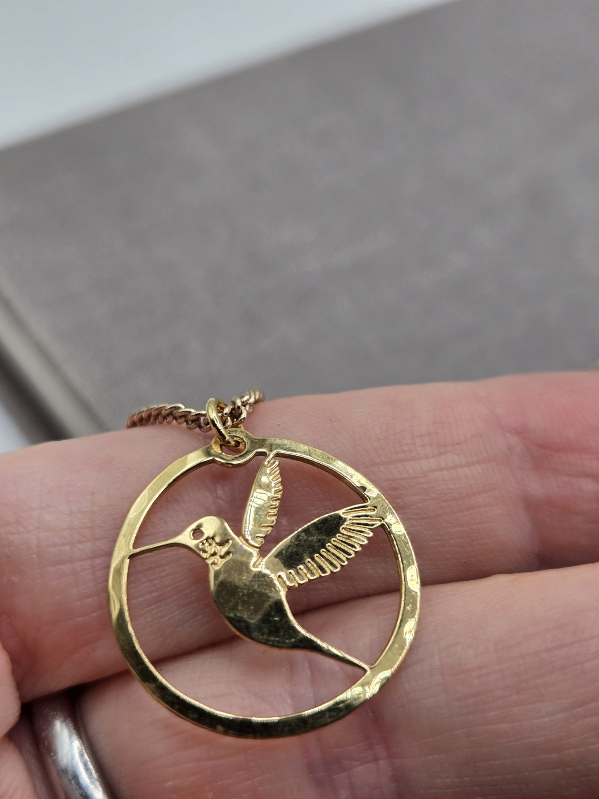 14K Gold Plated Hummingbird Necklace Dainty Chain Good Luck Protection Talisman