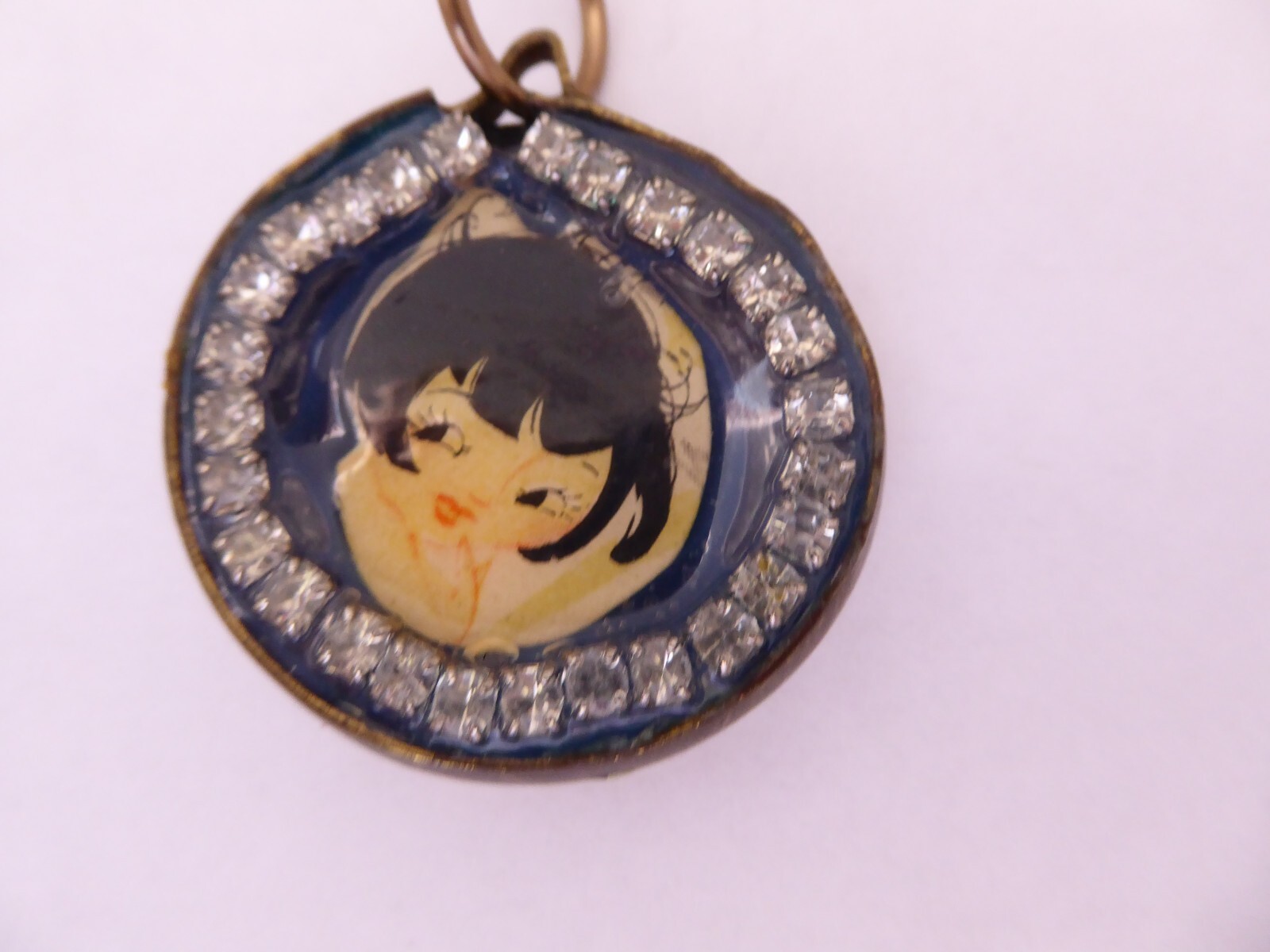 Pendant Anime Steampunk Pop Art Mixed Media One Of A Kind Handmade Upcycled