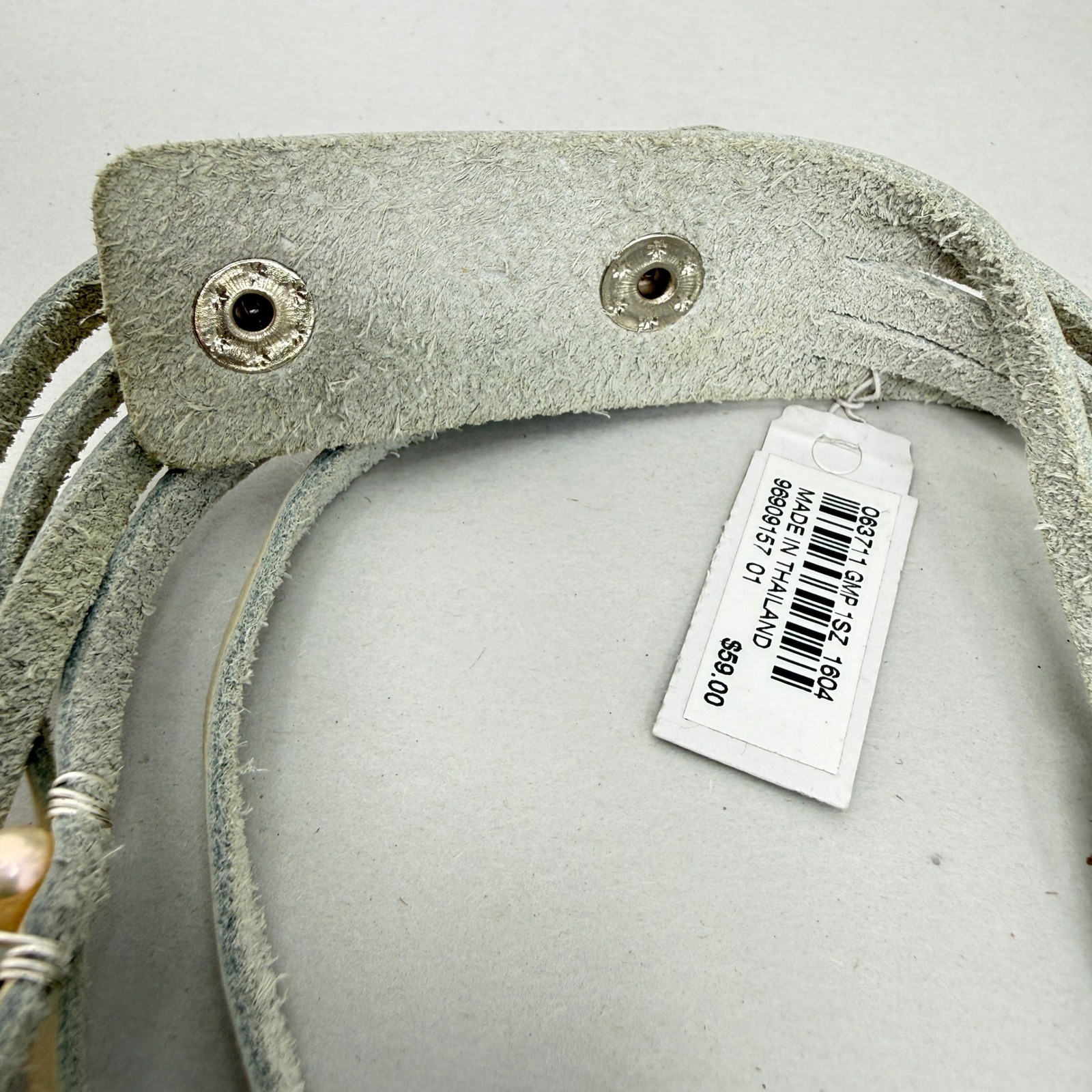 J. Jill Leather Choker Necklace Pearl Stone Silver Tone Cream NEW