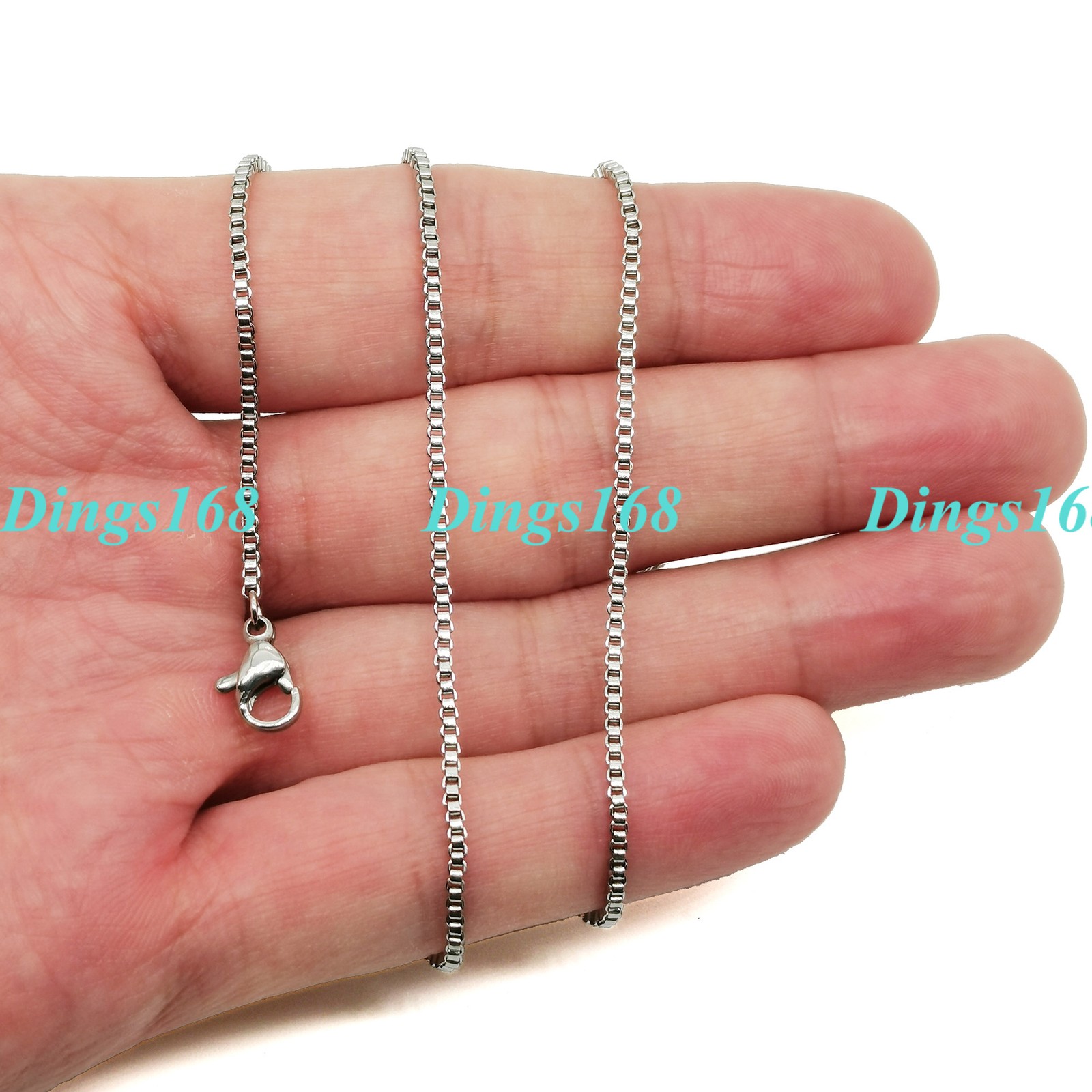 18K White Gold Filled HypoAllergenic 1.5mm Wide Box Chain Necklace 16″~18″ A048W
