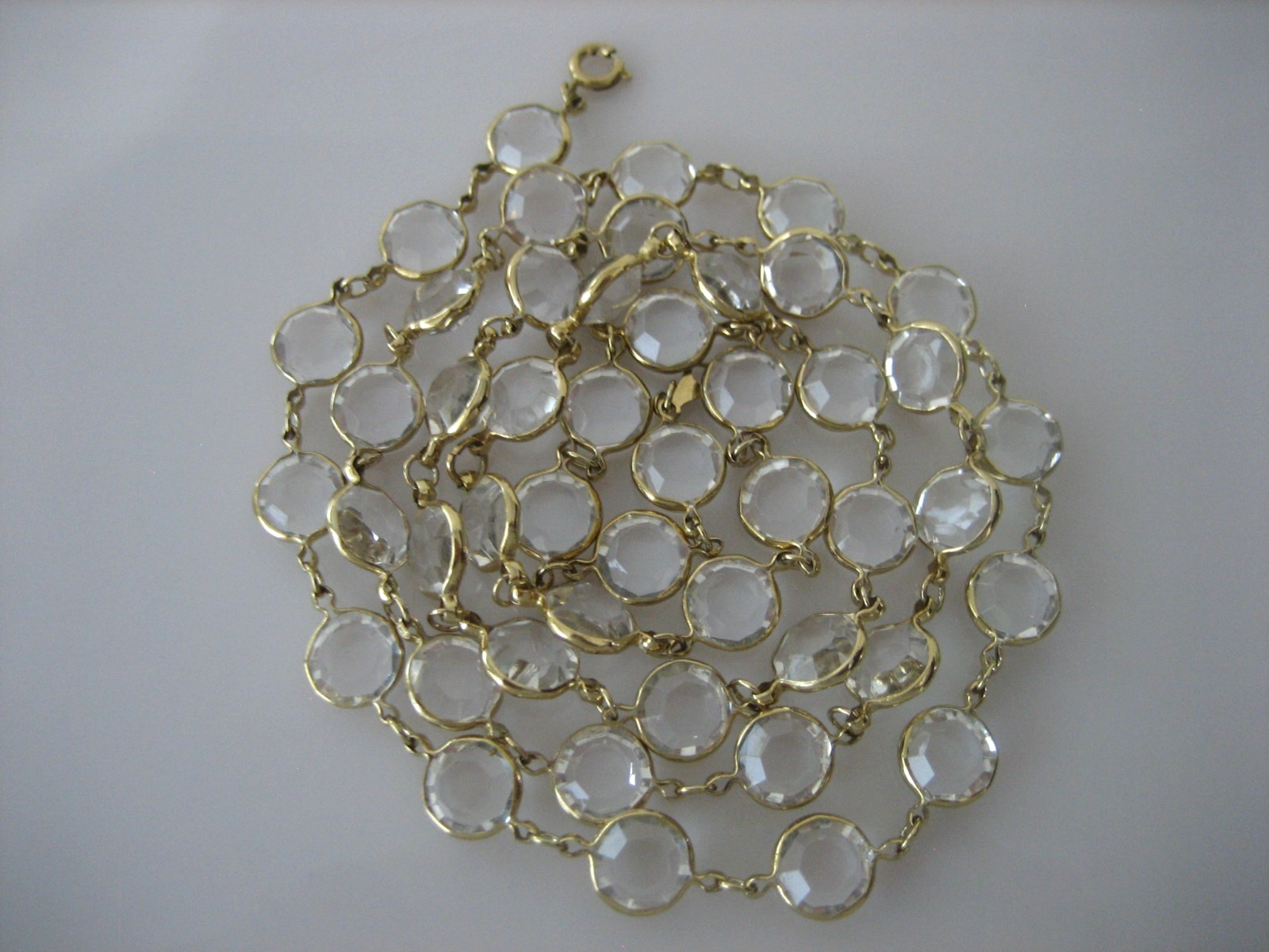GOLD TONE 36″ CLEAR BEZEL CHAIN NECKLACE