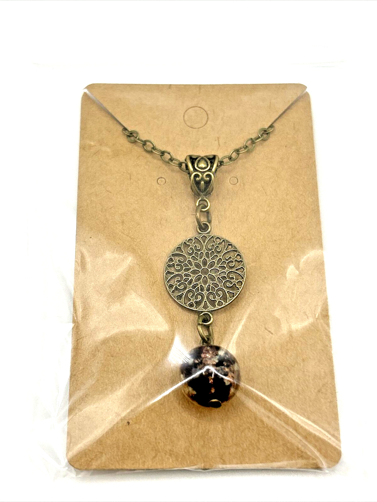 Purple Glow-In-The-Dark Luminous Glass Filigree Floral Pendant 20″ Necklace