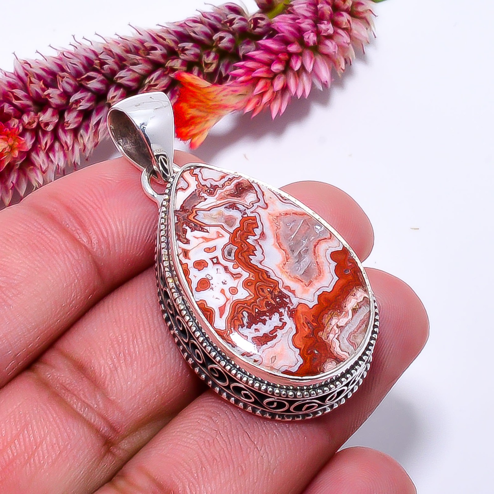 Rosetta Jasper – United State Fine Art 925 Sterling Silver Pendant 1.87″ P114313