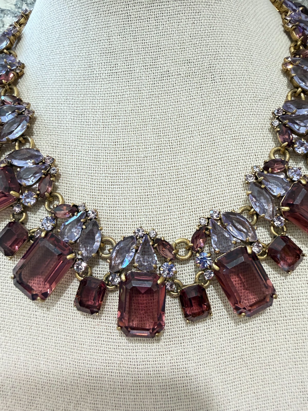J Crew Necklace Stacked Crystal Purple New 16 – 18″ N492