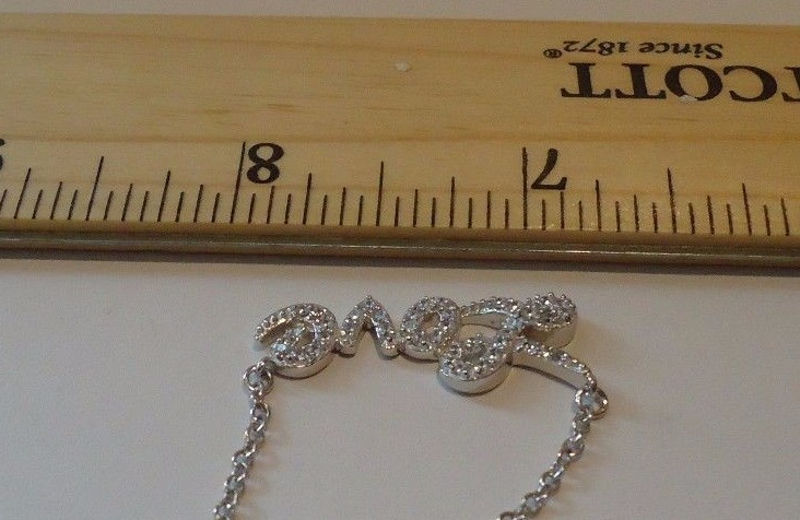 WORD LOVE NECKLACE PENDANT 1 CT LAB CREATED DIAMONDS 925 STERLING SILVER