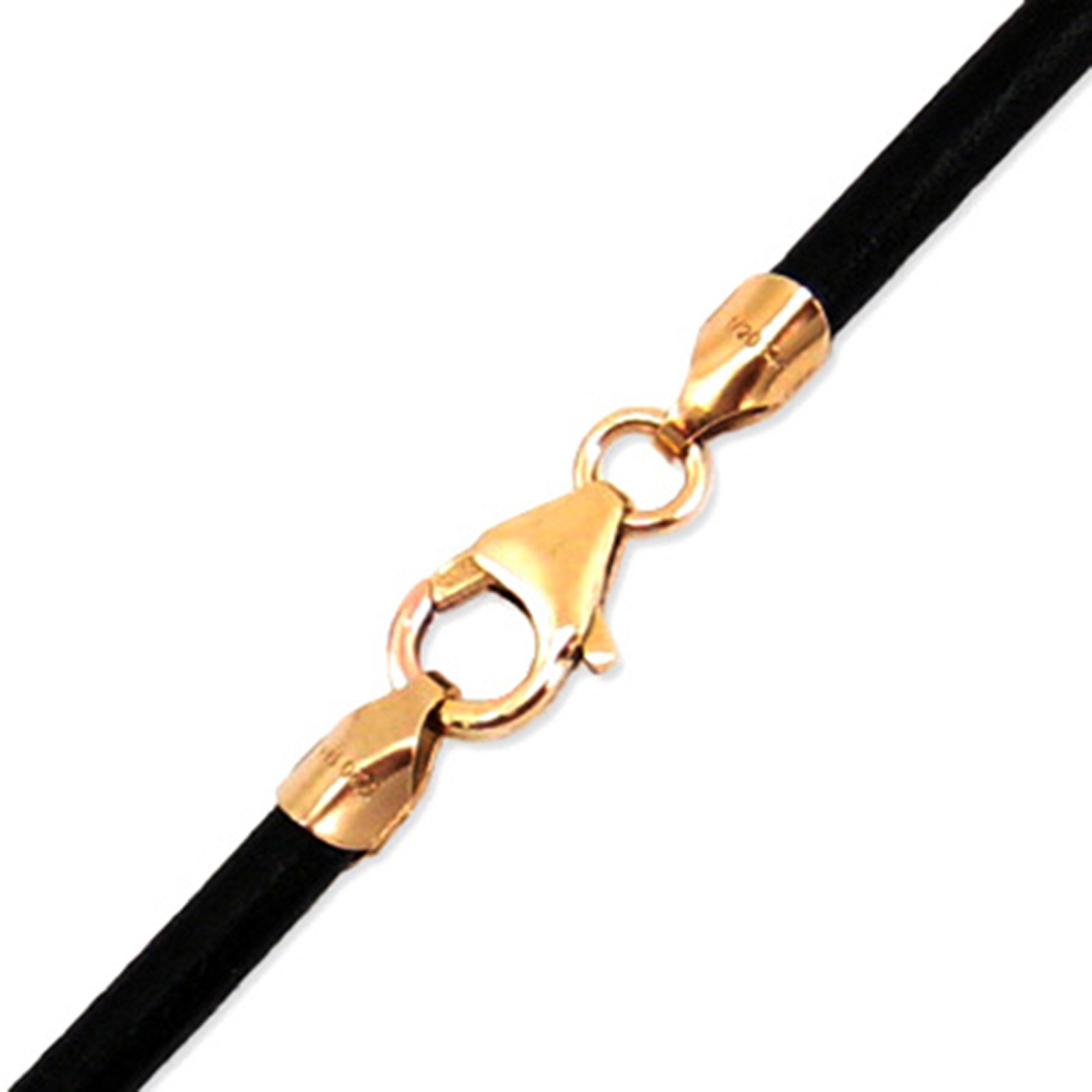 4mm Black Round Leather Cord Necklace Choker 14K Gold Filled Clasp 14″ – 36″ NYC
