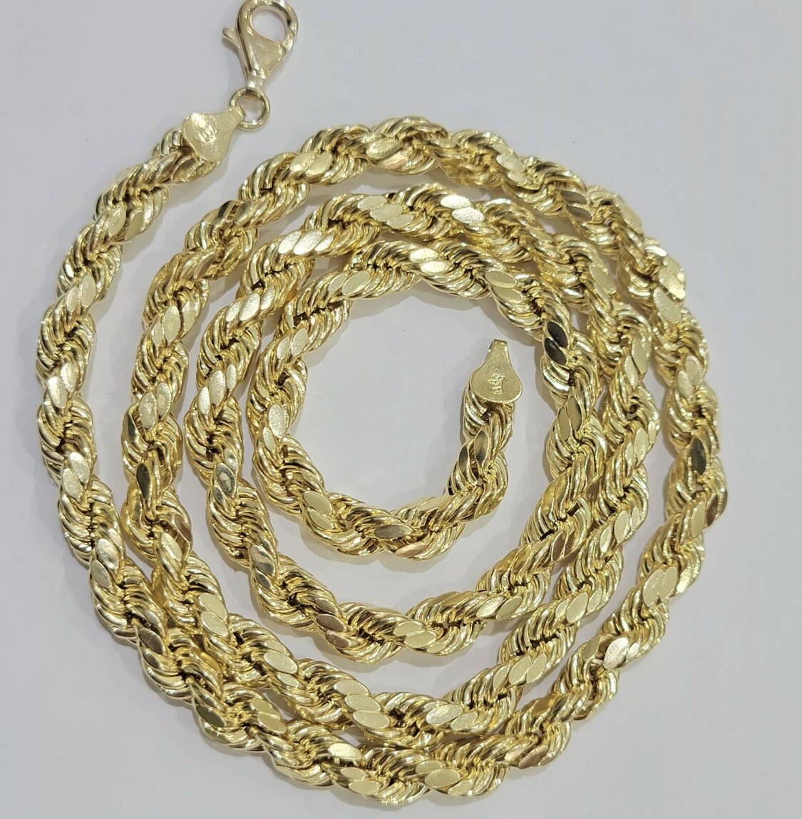 Real Men 10K Yellow Gold Rope Chain Necklace 8mm 24″ Diamond Cut Top Quality