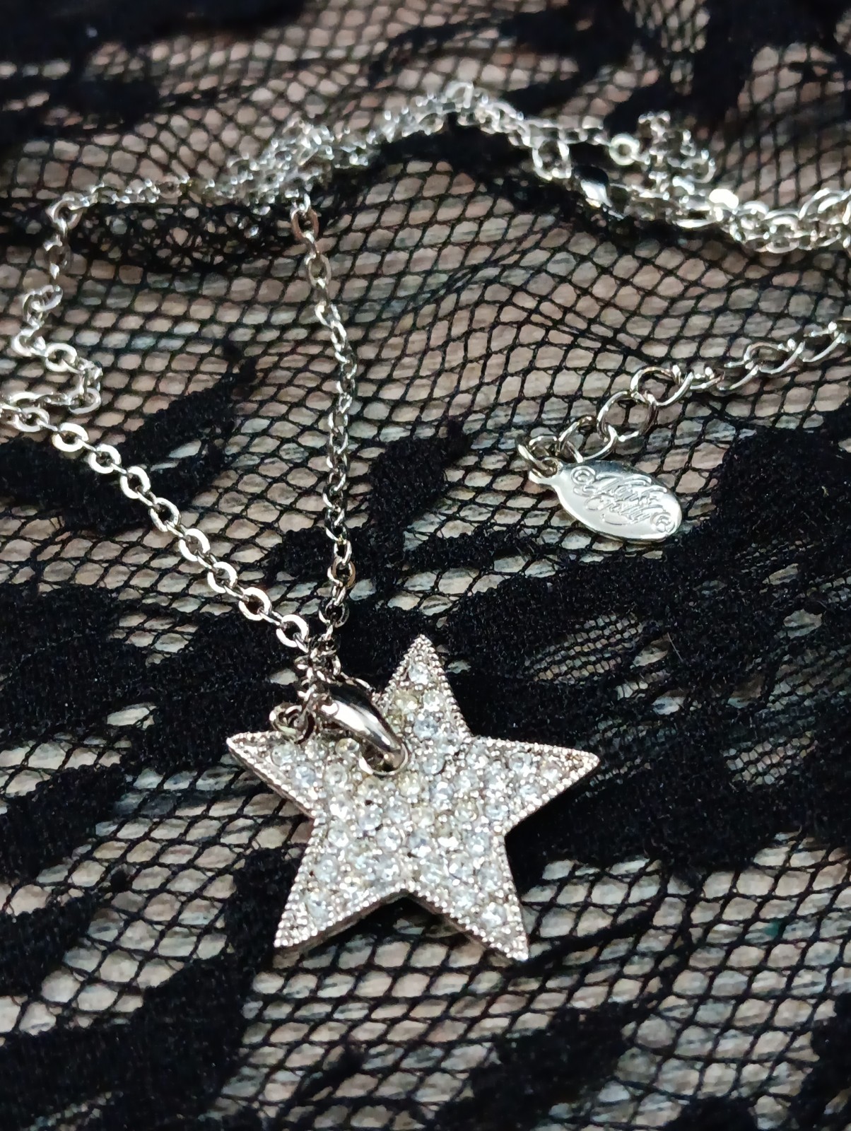 NEW KIRKS FOLLY LUCKY STAR NECKLACE 14″ SILVERTONE SIGNED PENDANT