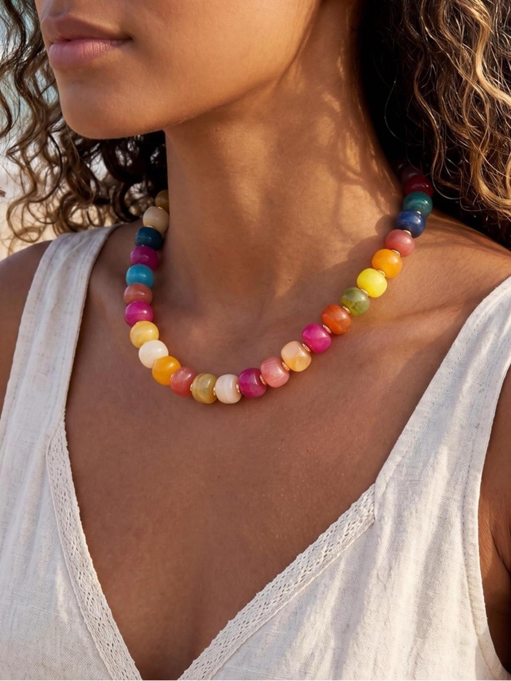 Colorful Summer Statement Beaded Necklace