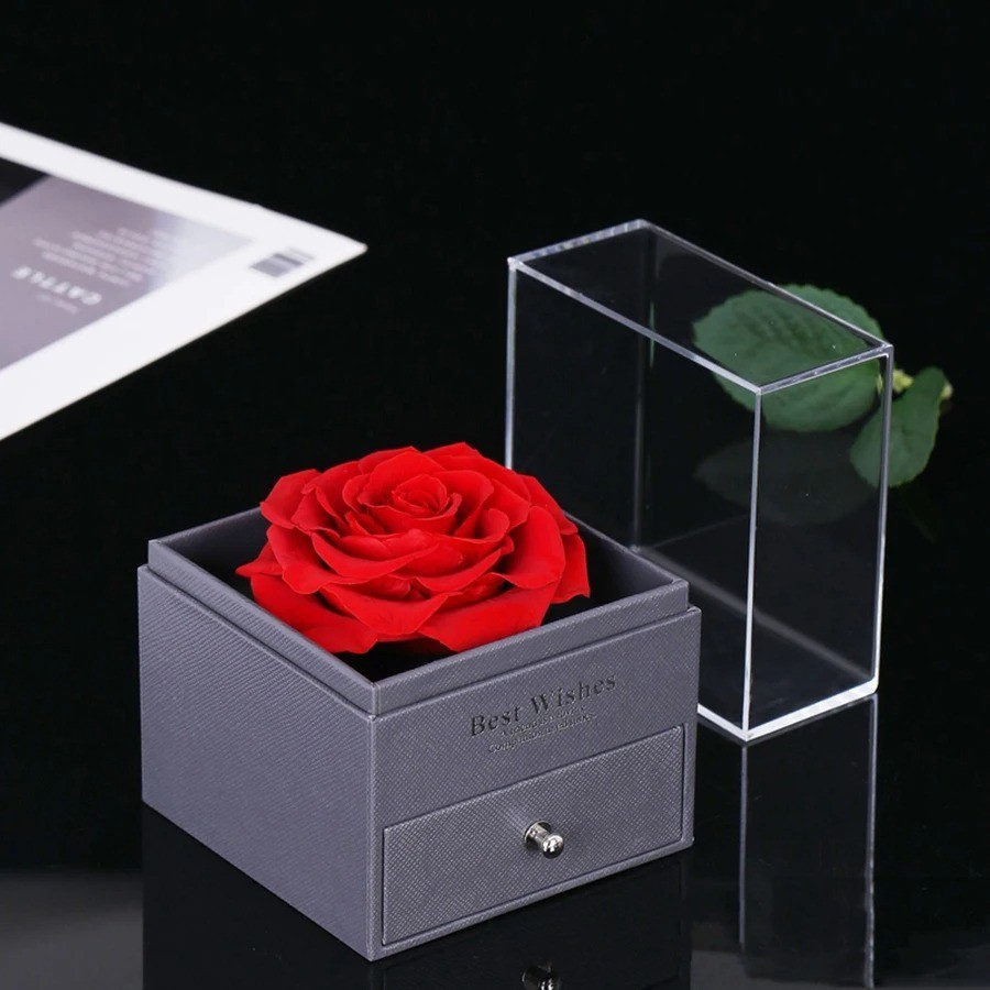 Heart Pendant Necklaces With Rose Flower Gift Box For Women Girlfriend Trendy Ch